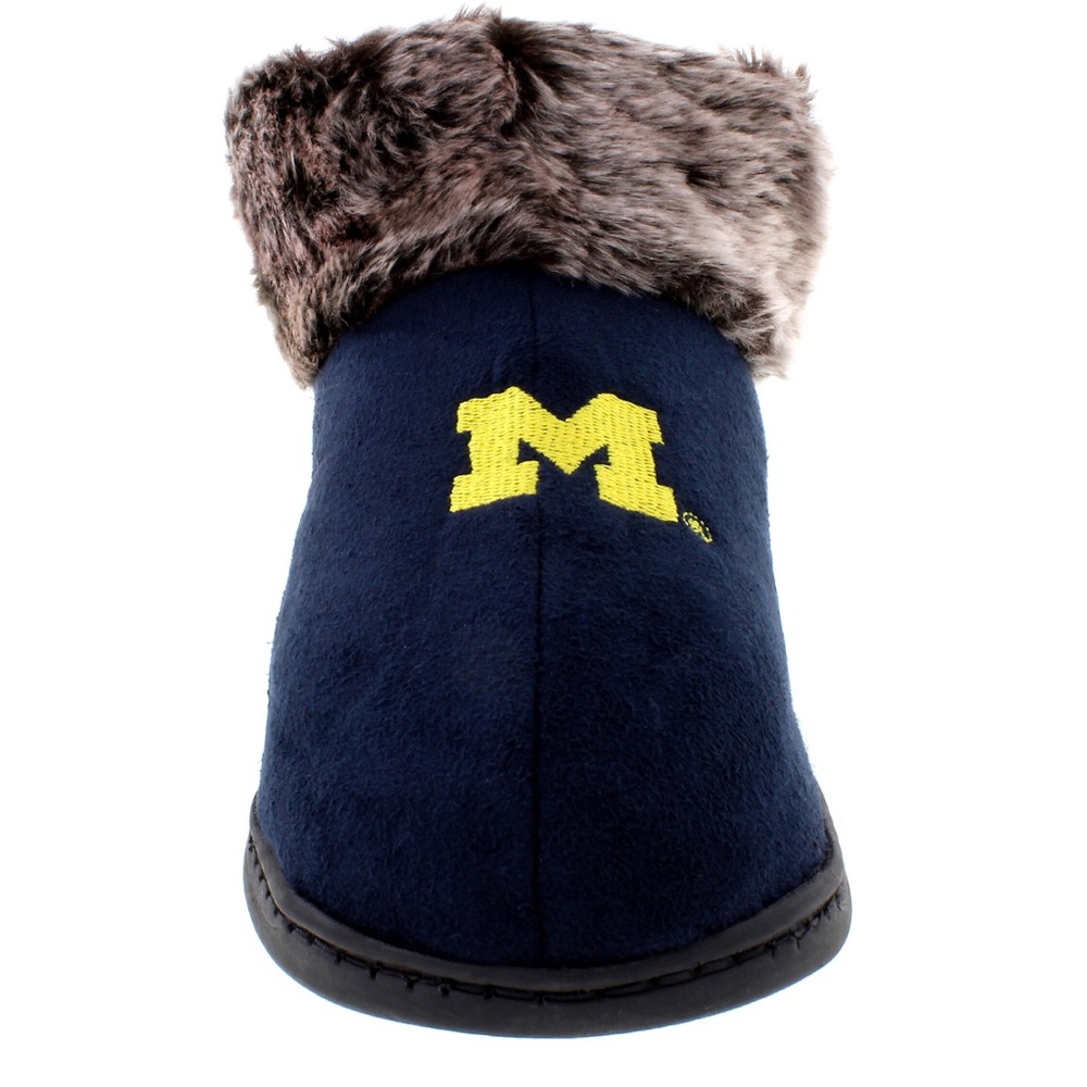 COMFY FEET Womens Faux Fur Slippers Size Large 9-10 MICHIGAN WOLVERINES Blue New